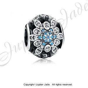 925 Sterling Silver Snowflake Winter Christmas Bracelet Charm - Pandora Style